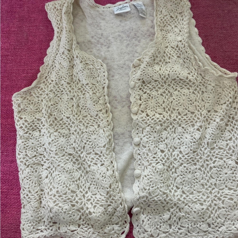 Cream Crochet Vest